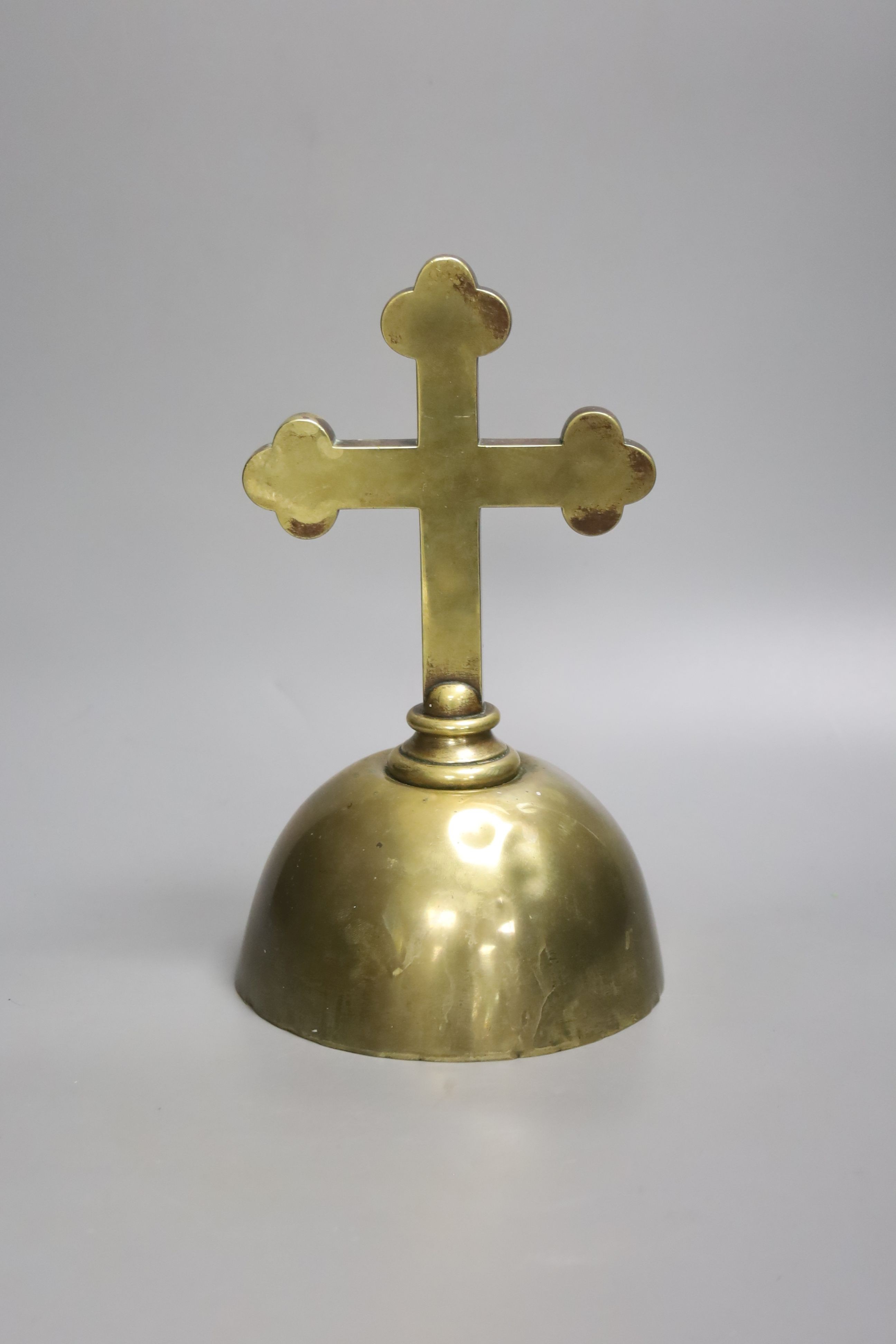 An Ecclesiastical brass and paste cross, height 24cm
